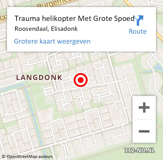 Locatie op kaart van de 112 melding: Trauma helikopter Met Grote Spoed Naar Roosendaal, Elisadonk op 10 november 2023 17:14