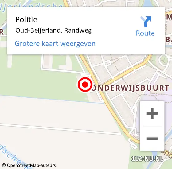 Locatie op kaart van de 112 melding: Politie Oud-Beijerland, Randweg op 10 november 2023 17:27