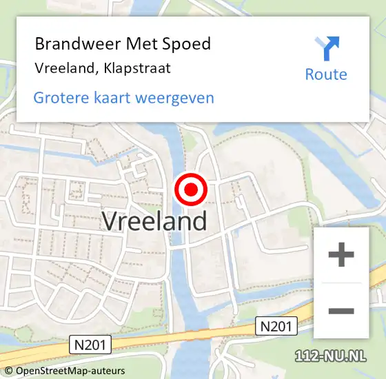 Locatie op kaart van de 112 melding: Brandweer Met Spoed Naar Vreeland, Klapstraat op 10 november 2023 17:34