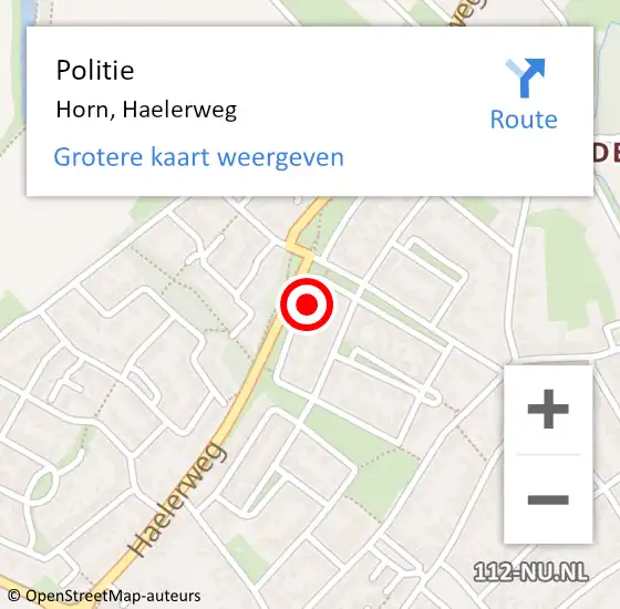 Locatie op kaart van de 112 melding: Politie Horn, Haelerweg op 10 november 2023 17:43