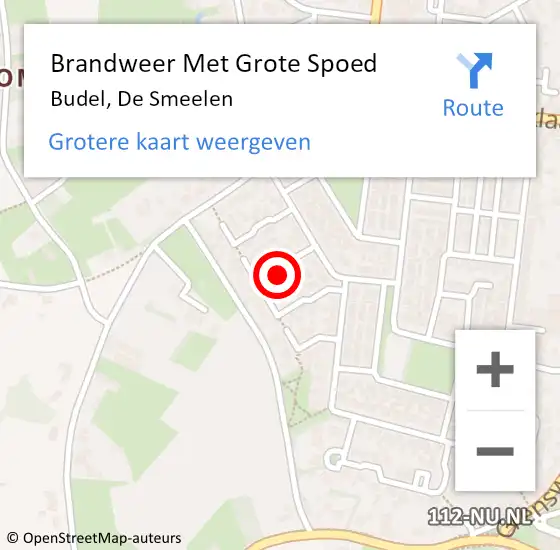 Locatie op kaart van de 112 melding: Brandweer Met Grote Spoed Naar Budel, De Smeelen op 10 november 2023 17:44