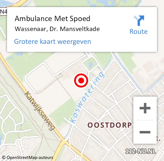 Locatie op kaart van de 112 melding: Ambulance Met Spoed Naar Wassenaar, Dr. Mansveltkade op 10 november 2023 17:55
