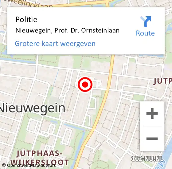 Locatie op kaart van de 112 melding: Politie Nieuwegein, Prof. Dr. Ornsteinlaan op 10 november 2023 18:26