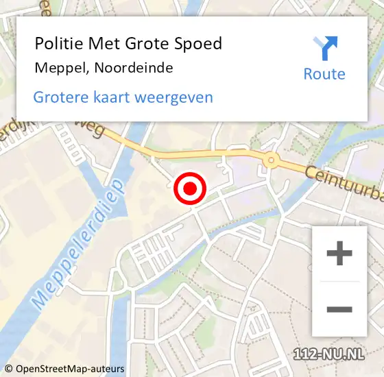 Locatie op kaart van de 112 melding: Politie Met Grote Spoed Naar Meppel, Noordeinde op 10 november 2023 18:45