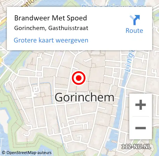 Locatie op kaart van de 112 melding: Brandweer Met Spoed Naar Gorinchem, Gasthuisstraat op 10 november 2023 18:45