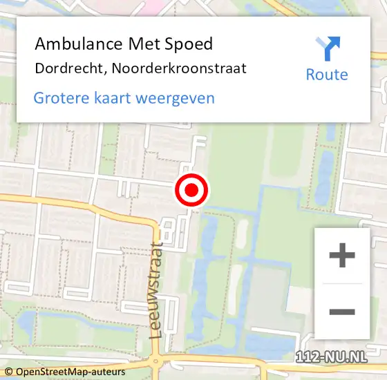 Locatie op kaart van de 112 melding: Ambulance Met Spoed Naar Dordrecht, Noorderkroonstraat op 10 november 2023 18:56