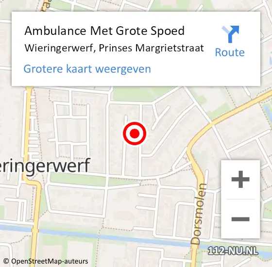 Locatie op kaart van de 112 melding: Ambulance Met Grote Spoed Naar Wieringerwerf, Prinses Margrietstraat op 10 november 2023 19:30