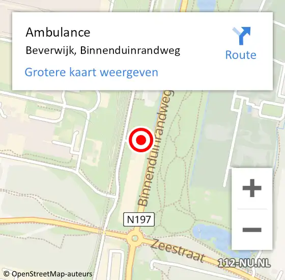 Locatie op kaart van de 112 melding: Ambulance Beverwijk, Binnenduinrandweg op 10 november 2023 19:48