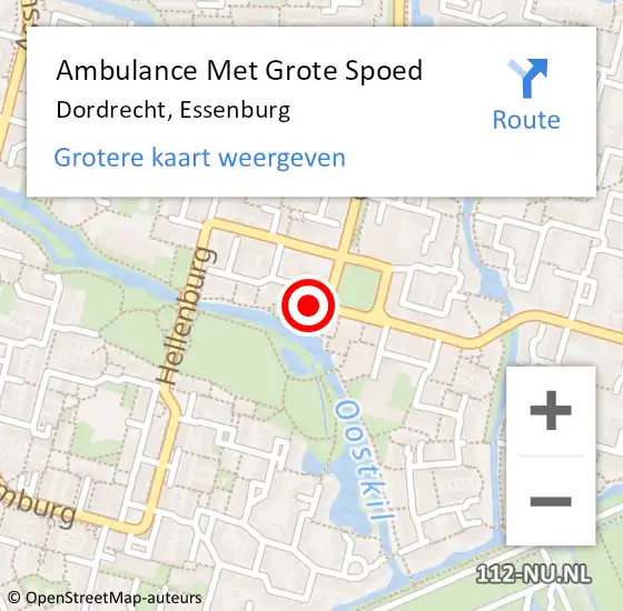 Locatie op kaart van de 112 melding: Ambulance Met Grote Spoed Naar Dordrecht, Essenburg op 10 november 2023 20:14