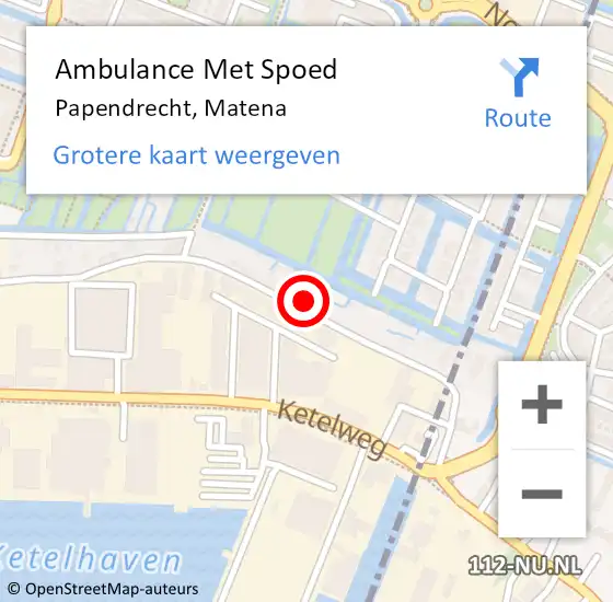 Locatie op kaart van de 112 melding: Ambulance Met Spoed Naar Papendrecht, Matena op 10 november 2023 20:22