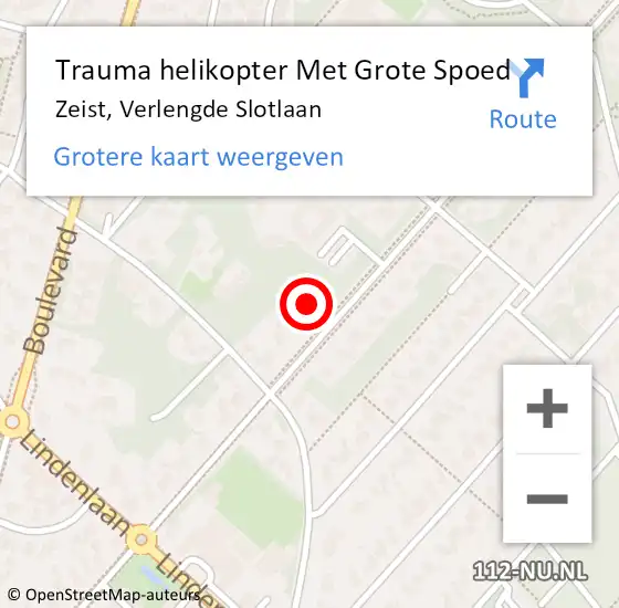 Locatie op kaart van de 112 melding: Trauma helikopter Met Grote Spoed Naar Zeist, Verlengde Slotlaan op 10 november 2023 20:29