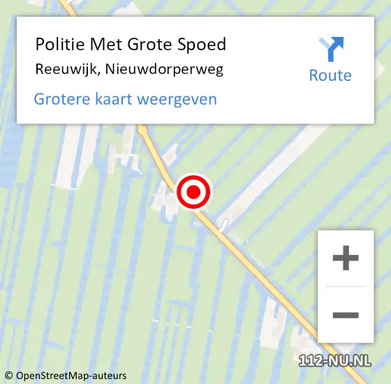 Locatie op kaart van de 112 melding: Politie Met Grote Spoed Naar Reeuwijk, Nieuwdorperweg op 10 november 2023 20:32
