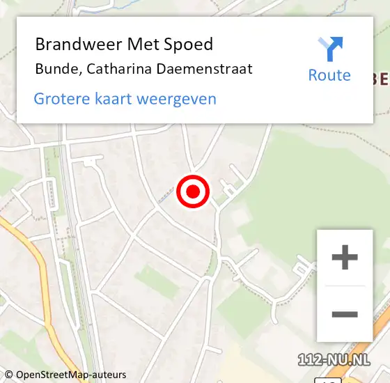 Locatie op kaart van de 112 melding: Brandweer Met Spoed Naar Bunde, Catharina Daemenstraat op 10 november 2023 20:37