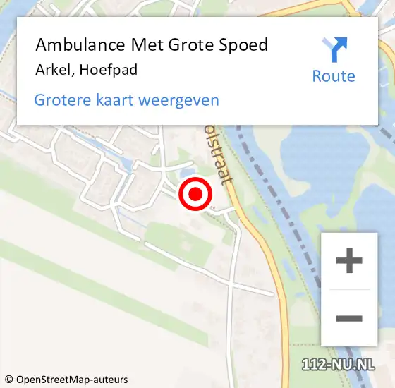 Locatie op kaart van de 112 melding: Ambulance Met Grote Spoed Naar Arkel, Hoefpad op 10 november 2023 21:25