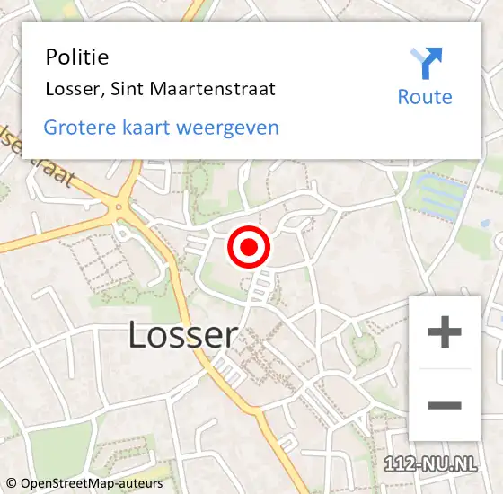 Locatie op kaart van de 112 melding: Politie Losser, Sint Maartenstraat op 10 november 2023 21:51