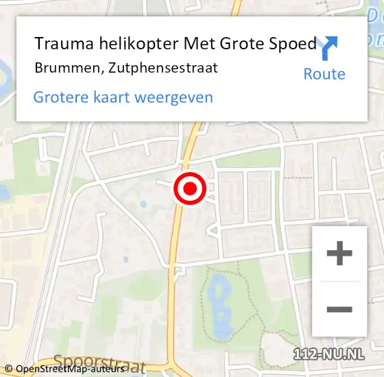 Locatie op kaart van de 112 melding: Trauma helikopter Met Grote Spoed Naar Brummen, Zutphensestraat op 10 november 2023 21:58