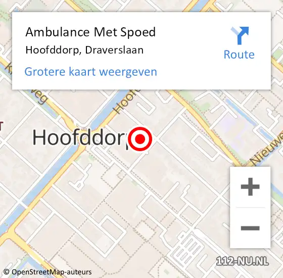 Locatie op kaart van de 112 melding: Ambulance Met Spoed Naar Hoofddorp, Draverslaan op 10 november 2023 22:39