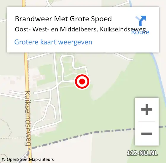 Locatie op kaart van de 112 melding: Brandweer Met Grote Spoed Naar Middelbeers, Kuikseindseweg op 10 november 2023 22:44