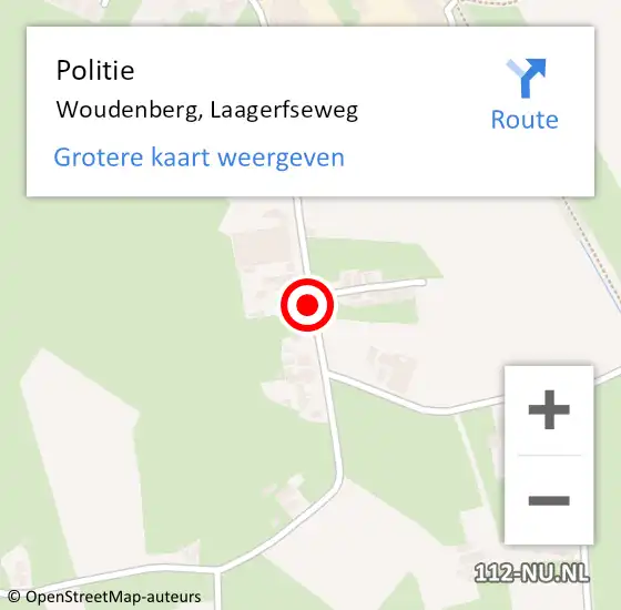 Locatie op kaart van de 112 melding: Politie Woudenberg, Laagerfseweg op 11 november 2023 00:05