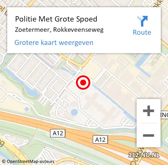 Locatie op kaart van de 112 melding: Politie Met Grote Spoed Naar Zoetermeer, Rokkeveenseweg op 11 november 2023 00:07