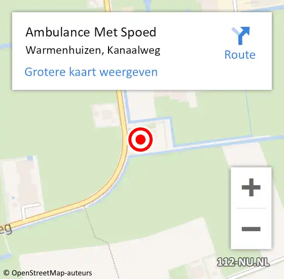 Locatie op kaart van de 112 melding: Ambulance Met Spoed Naar Warmenhuizen, Kanaalweg op 11 november 2023 00:37