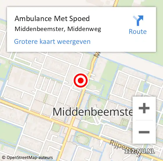 Locatie op kaart van de 112 melding: Ambulance Met Spoed Naar Middenbeemster, Middenweg op 11 november 2023 00:49
