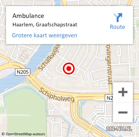 Locatie op kaart van de 112 melding: Ambulance Haarlem, Graafschapstraat op 11 november 2023 04:41