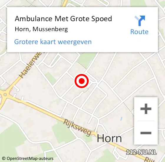 Locatie op kaart van de 112 melding: Ambulance Met Grote Spoed Naar Horn, Mussenberg op 11 november 2023 06:17