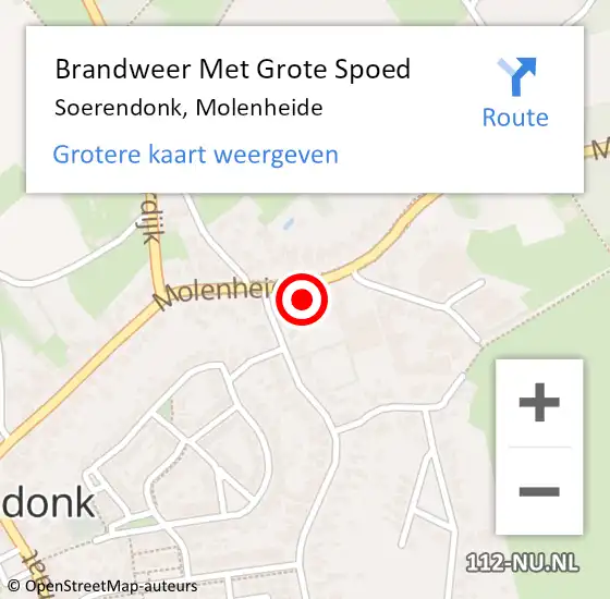 Locatie op kaart van de 112 melding: Brandweer Met Grote Spoed Naar Soerendonk, Molenheide op 11 november 2023 06:47