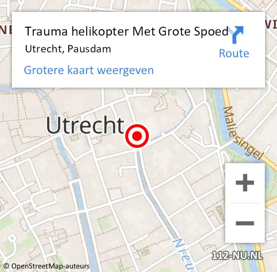 Locatie op kaart van de 112 melding: Trauma helikopter Met Grote Spoed Naar Utrecht, Pausdam op 11 november 2023 07:32