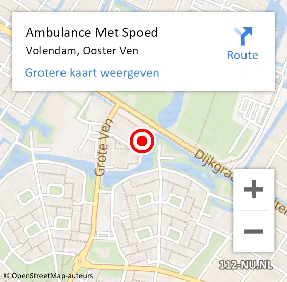 Locatie op kaart van de 112 melding: Ambulance Met Spoed Naar Volendam, Ooster Ven op 11 november 2023 07:34