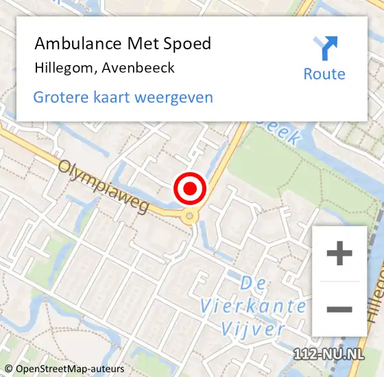 Locatie op kaart van de 112 melding: Ambulance Met Spoed Naar Hillegom, Avenbeeck op 11 november 2023 07:51