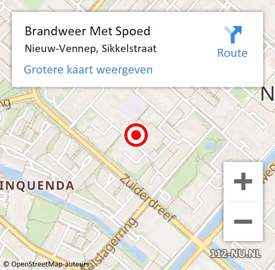 Locatie op kaart van de 112 melding: Brandweer Met Spoed Naar Nieuw-Vennep, Sikkelstraat op 11 november 2023 08:24