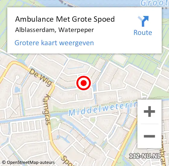 Locatie op kaart van de 112 melding: Ambulance Met Grote Spoed Naar Alblasserdam, Waterpeper op 11 november 2023 08:41