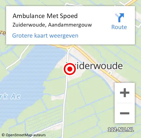 Locatie op kaart van de 112 melding: Ambulance Met Spoed Naar Zuiderwoude, Aandammergouw op 11 november 2023 09:39