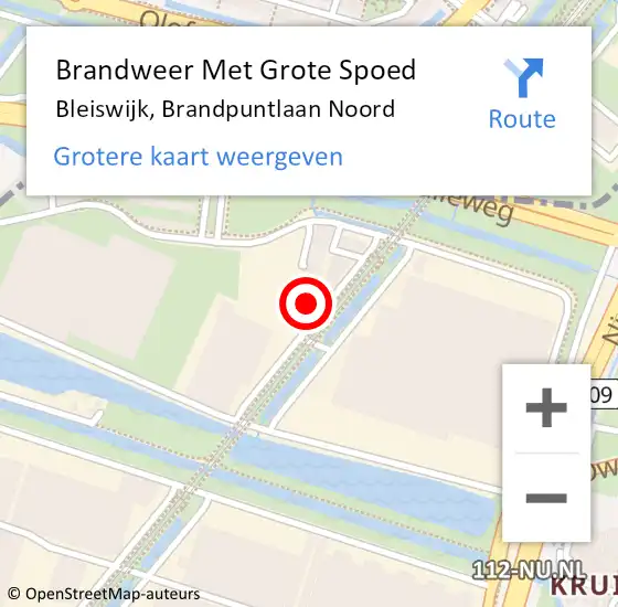 Locatie op kaart van de 112 melding: Brandweer Met Grote Spoed Naar Bleiswijk, Brandpuntlaan Noord op 11 november 2023 09:48