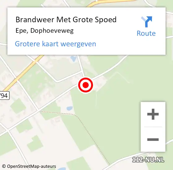 Locatie op kaart van de 112 melding: Brandweer Met Grote Spoed Naar Epe, Dophoeveweg op 11 november 2023 09:51