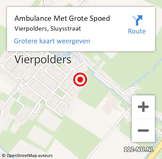 Locatie op kaart van de 112 melding: Ambulance Met Grote Spoed Naar Vierpolders, Sluysstraat op 11 november 2023 09:57