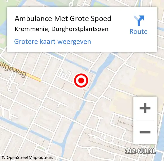 Locatie op kaart van de 112 melding: Ambulance Met Grote Spoed Naar Krommenie, Durghorstplantsoen op 11 november 2023 10:08