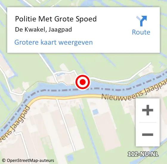 Locatie op kaart van de 112 melding: Politie Met Grote Spoed Naar De Kwakel, Jaagpad op 11 november 2023 10:12