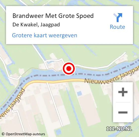 Locatie op kaart van de 112 melding: Brandweer Met Grote Spoed Naar De Kwakel, Jaagpad op 11 november 2023 10:13