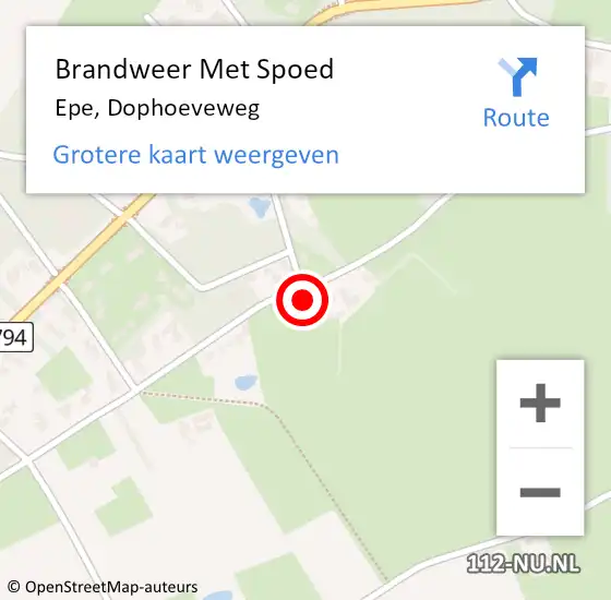 Locatie op kaart van de 112 melding: Brandweer Met Spoed Naar Epe, Dophoeveweg op 11 november 2023 10:30