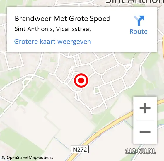 Locatie op kaart van de 112 melding: Brandweer Met Grote Spoed Naar Sint Anthonis, Vicarisstraat op 11 november 2023 11:14