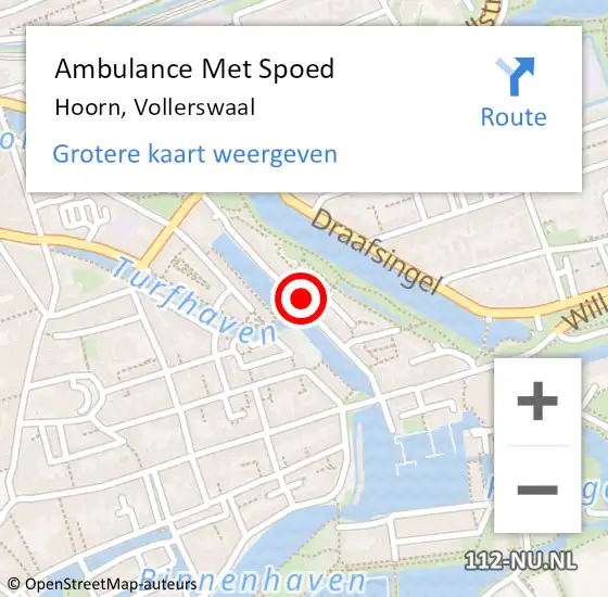 Locatie op kaart van de 112 melding: Ambulance Met Spoed Naar Hoorn, Vollerswaal op 11 november 2023 11:33