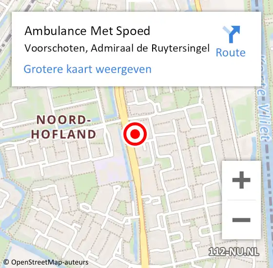 Locatie op kaart van de 112 melding: Ambulance Met Spoed Naar Voorschoten, Admiraal de Ruytersingel op 11 november 2023 11:45