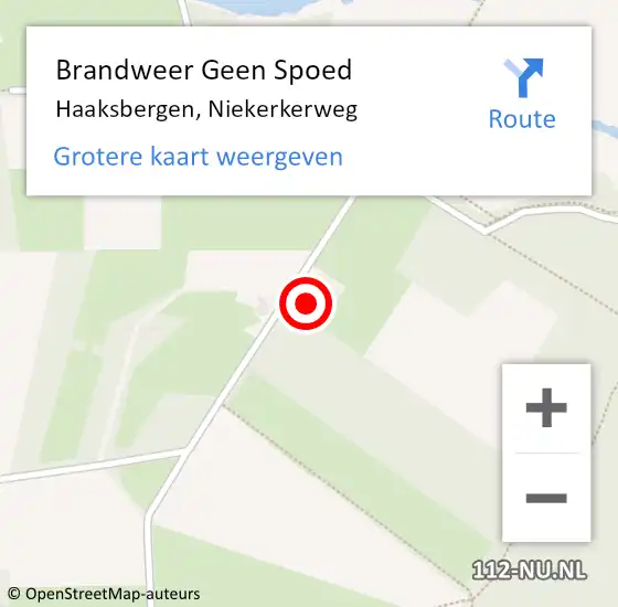 Locatie op kaart van de 112 melding: Brandweer Geen Spoed Naar Haaksbergen, Niekerkerweg op 11 november 2023 11:53