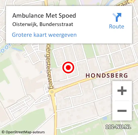 Locatie op kaart van de 112 melding: Ambulance Met Spoed Naar Oisterwijk, Bundersstraat op 15 september 2014 00:37