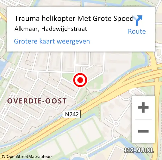 Locatie op kaart van de 112 melding: Trauma helikopter Met Grote Spoed Naar Alkmaar, Hadewijchstraat op 11 november 2023 12:16