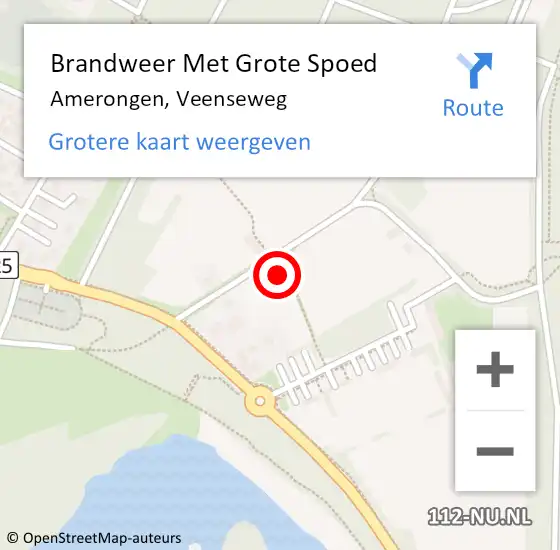 Locatie op kaart van de 112 melding: Brandweer Met Grote Spoed Naar Amerongen, Veenseweg op 11 november 2023 12:30