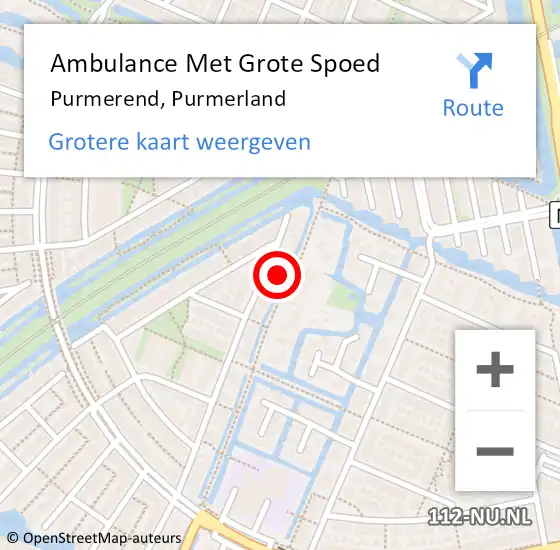 Locatie op kaart van de 112 melding: Ambulance Met Grote Spoed Naar Purmerend, Purmerland op 11 november 2023 12:41